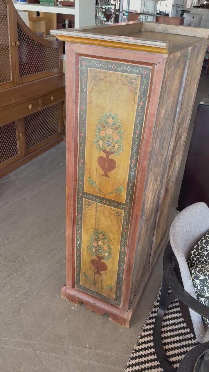 Folks Art handpainted antique cabinet