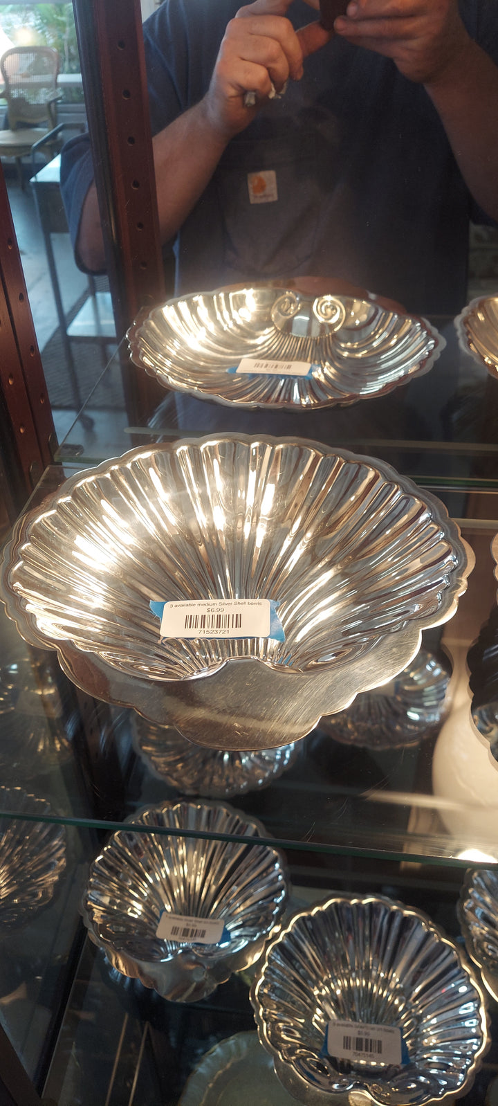 3 available medium Silver Shell bowls