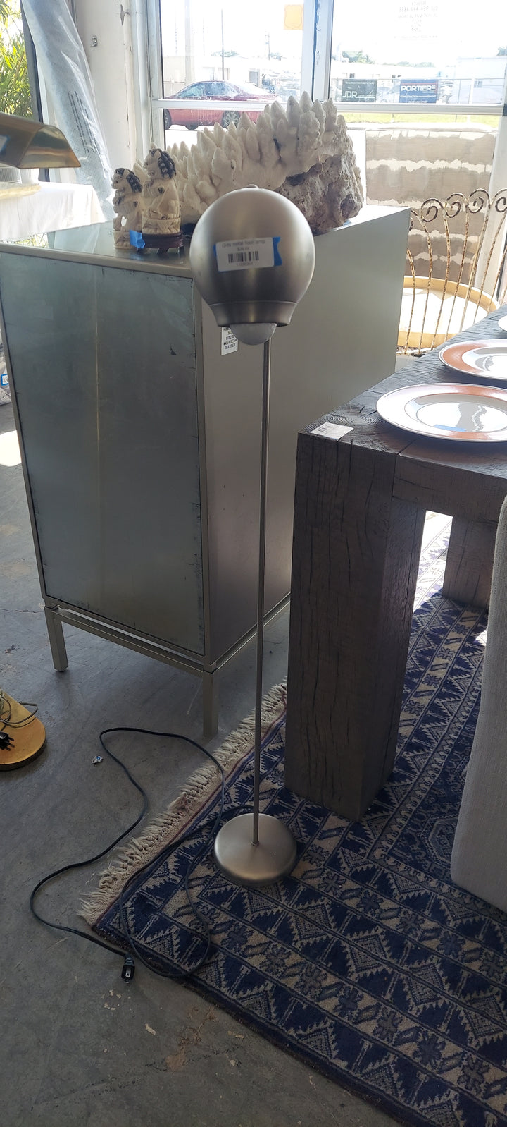 Grey metal floor lamp