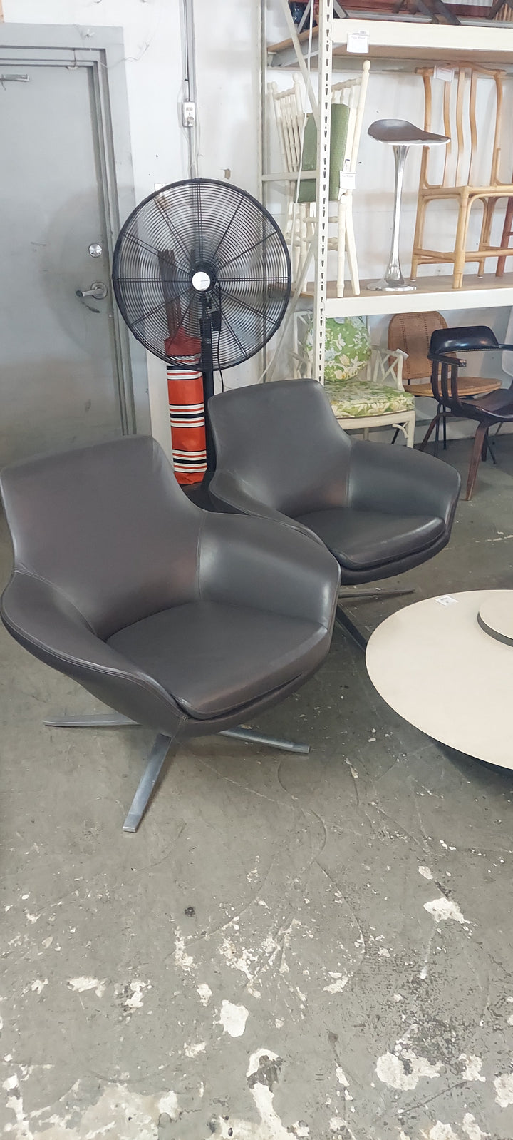 Pr Grey Leather swivels