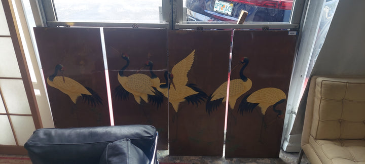 Four panel lacquered bird screen