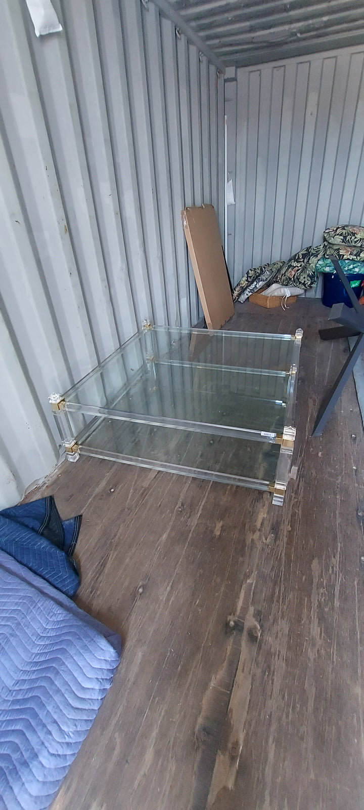 Large Lucite and Brass two tier Coffeetable