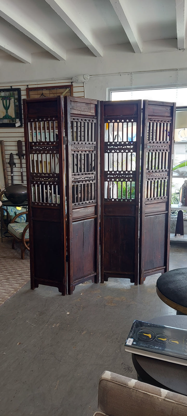 4 panel older Asian Temple wood divider