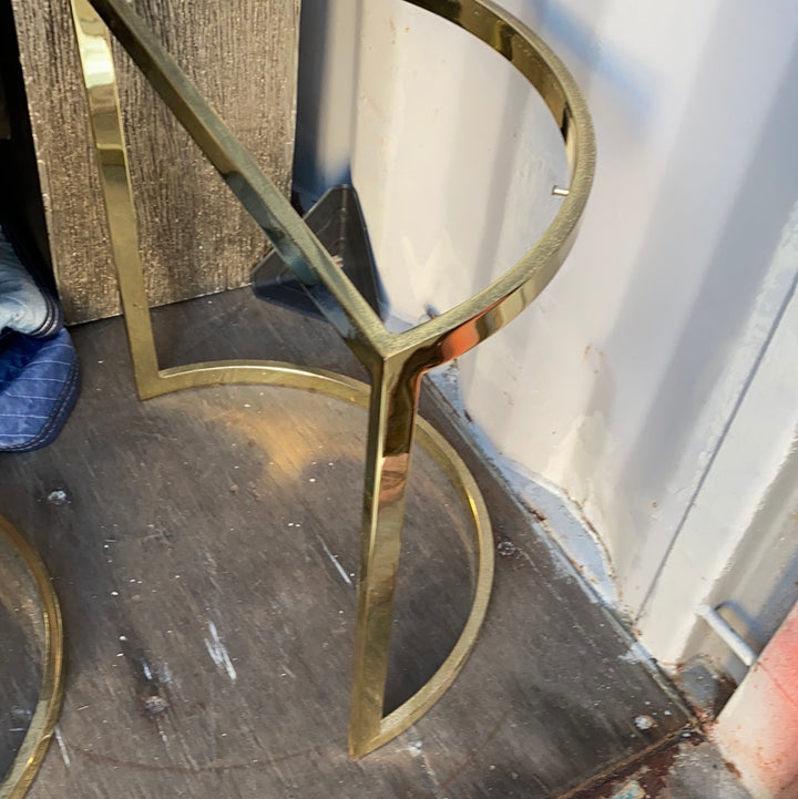 Three DEMILUNE brass side tables