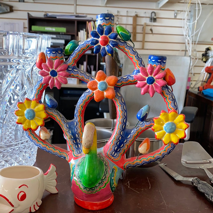 Large folks art candlestick