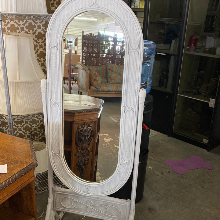 Wicker floor mirror