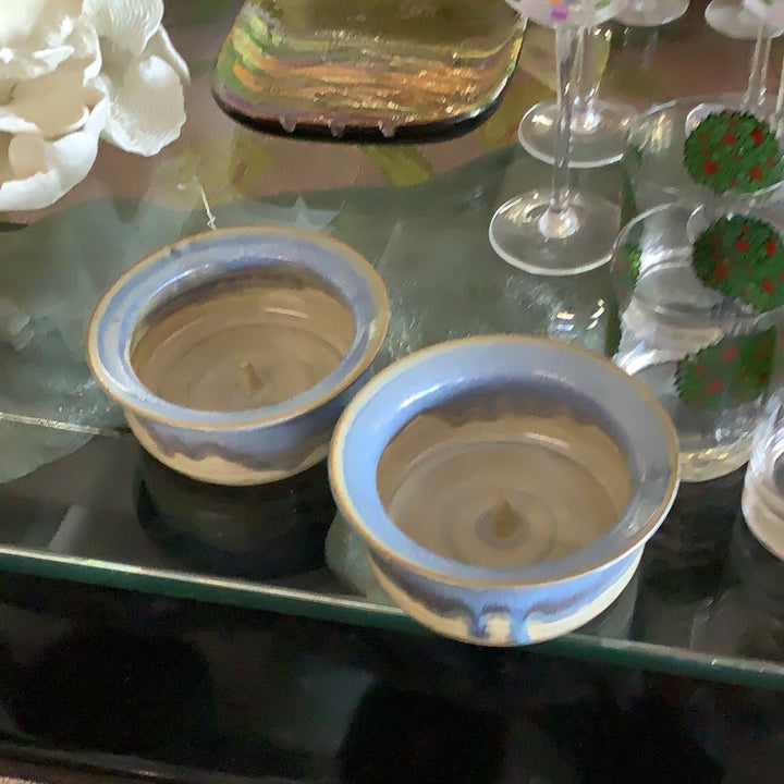 Pair blue candle holder